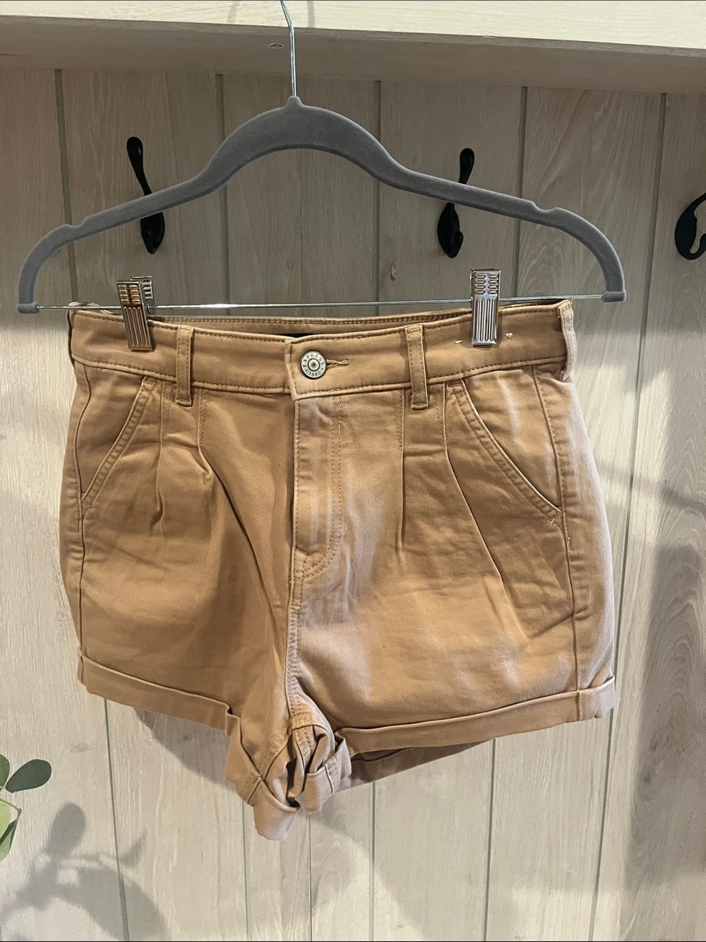 High-Rise Tan Women's Shorts